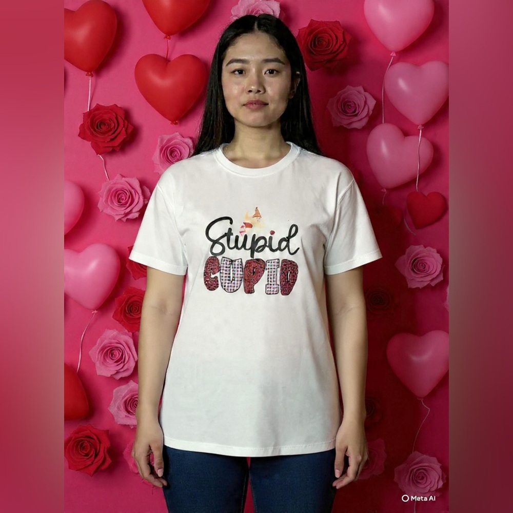 White 'Stupid Cupid' Graphic Tee
